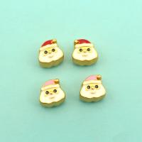 Enamel Zinc Alloy Beads, Santa Claus, sang gold plated, DIY 