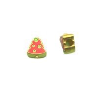 Enamel Zinc Alloy Beads, Christmas Tree, sang gold plated, DIY 