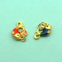 Zinc Alloy Enamel Pendants, Fish, sang gold plated, DIY 