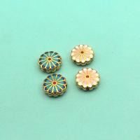 Enamel Zinc Alloy Beads, Flower, gold color plated, DIY 12mm 