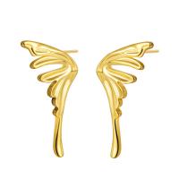 Brass Stud Earring, Wing Shape, plated, for woman 