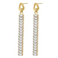 Cubic Zircon Brass Earring, with Cubic Zirconia, plated, for woman 