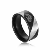 Anillo de dedo de acero Titanium de, Partículas de acero, pulido, Joyería & diverso tamaño para la opción & para hombre, Negro, Vendido por UD