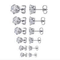 Stainless Steel Cubic Zirconia Stud Earring, 304 Stainless Steel, Unisex & with cubic zirconia 