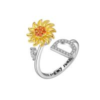 Cubic Zirconia Micro Pave Brass Finger Ring, Flower, plated, Adjustable & letters are from A to Z & micro pave cubic zirconia & for woman 2.3mm, US Ring .5 