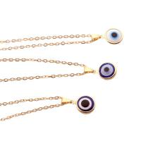 Collier Evil Eye bijoux, alliage de zinc, avec verre, Mauvais œil, Placage de couleur d'or, bijoux de mode & unisexe, Couleur aléatoire, 10mm Environ 48 cm, Vendu par PC