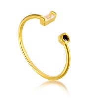 Brass Cuff Finger Ring, 18K gold plated, Adjustable & micro pave cubic zirconia & for woman 