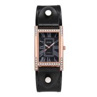 Women Wrist Watch, Zinc Alloy, with PU Leather & Glass, Chinese movement, plated, waterproofless & for woman & with rhinestone 