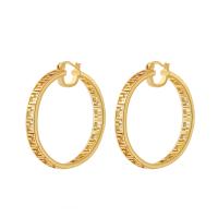 Brass Hoop Earring, Donut, plated, for woman 