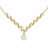 Brass Jewelry Necklace, with Plastic Pearl, Round, plated, for woman Approx 45-50 cm 