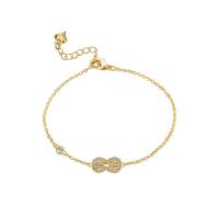 Cubic Zirconia Micro Pave Brass Bracelet, plated, micro pave cubic zirconia & for woman Approx 16-19 cm 