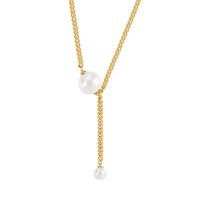 Brass Jewelry Necklace, with Plastic Pearl, Round, plated, for woman Approx 45-50 cm 