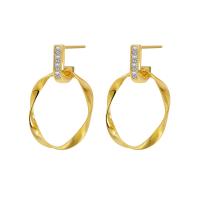 Cubic Zirconia Micro Pave Brass Earring, plated, micro pave cubic zirconia & for woman 