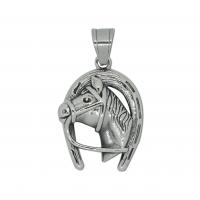 Pendentifs d'animaux en acier inoxydable , acier inoxydable 316L, cheval, Vintage & unisexe, couleur originale Vendu par PC