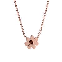 Collier de bijoux de titane, Acier titane, margueritepâquerette, Plaqué de couleur d'or rose, bijoux de mode & pour femme, couleur or rose Environ 17.72 pouce, Vendu par PC