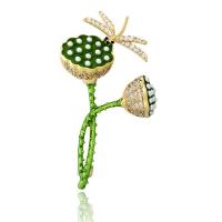 Cubic Zirconia Brooch, Brass, Lotus Seedpod, micro pave cubic zirconia & for woman & enamel 