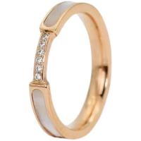 Anillo de dedo de acero Titanium de, Partículas de acero, con Nácar, chapado en color dorado, diverso tamaño para la opción & para mujer & con diamantes de imitación, dorado, Vendido por UD