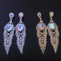 Fashion Fringe Earrings, Zinc Alloy, Teardrop, plated, for woman & with rhinestone 