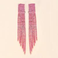 Fashion Fringe Earrings, Zinc Alloy, Tassel, plated, fashion jewelry & for woman & with rhinestone 100mm 