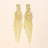 Fashion Fringe Earrings, Zinc Alloy, plated, fashion jewelry & for woman & with rhinestone 