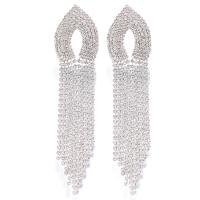 Fashion Fringe Earrings, Rhinestone, with Zinc Alloy, Tassel, plated, fashion jewelry & for woman 