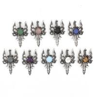 Gemstone Brass Pendants, with Gemstone, plated 