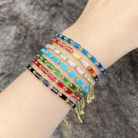 Pulseras de latón Zircon cúbico, metal, con Azul sintético turquesa & cúbica circonia, 18K chapado en oro, para mujer, más colores para la opción, longitud:aproximado 28 cm, Vendido por UD