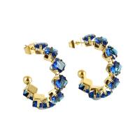 Boucles d'oreilles en acier titane, bijoux de mode & pavé de micro zircon & pour femme, plus de couleurs à choisir, 26mm, Vendu par paire