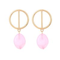 Resin Zinc Alloy Earring, with Resin, gold color plated, fashion jewelry & for woman 