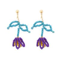 Glass Seed Beads Earring, Seedbead, with Zinc Alloy, Flower, gold color plated, Bohemian style & for woman 