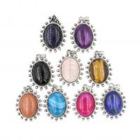 Gemstone Zinc Alloy Pendants, with Zinc Alloy, polished 