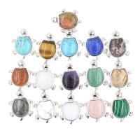 Gemstone Zinc Alloy Pendants, with Zinc Alloy, Turtle, polished 