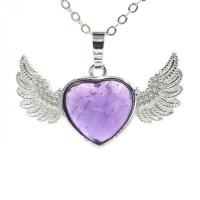 Gemstone Zinc Alloy Pendants, with Zinc Alloy, Heart, polished 