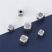 Sterling Silver Spacer Beads, 925 Sterling Silver, Cube, vintage & DIY & with flower pattern Approx 2mm 