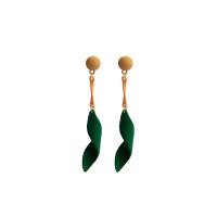 Boucle d'oreille de goutte en fer, bijoux de mode & pour femme, vert Vendu par paire