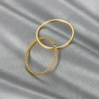 Anillo de dedo de acero Titanium de, Partículas de acero, Recubrimiento iónico al vacío, Joyería & diverso tamaño para la opción & para mujer, dorado, Vendido por UD