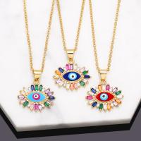 Collier Evil Eye bijoux, laiton, avec 5cm chaînes de rallonge, Plaqué or 18K, pavé de micro zircon & pour femme & émail, plus de couleurs à choisir Environ 45 cm, Vendu par PC