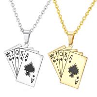 Titanium Steel Jewelry Necklace, Poker, fashion jewelry & for man & enamel Approx 21.65 Inch 