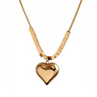 Collier de bijoux de titane, Acier titane, avec 1.97inch chaînes de rallonge, coeur, Plaqué or 18K, bijoux de mode & pour femme, doré Environ 17.72 pouce, Vendu par PC