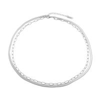 Edelstahl Schmuck Halskette, 304 Edelstahl, mit Verlängerungskettchen von 5cm, Vakuum-Ionen-Beschichtung, Doppelschicht & unisex, keine, 3.3mm, Länge:40 cm, verkauft von PC