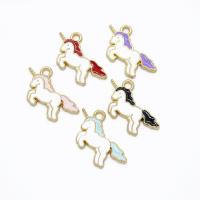 Zinc Alloy Enamel Pendants, Unicorn, gold color plated, DIY Approx 2mm 