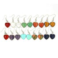 Gemstone Drop Earring, with Zinc Alloy, Heart, polished 