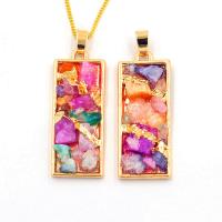 Natural Quartz Pendants, with Zinc Alloy, gold color plated multi-colored, 30-35mm 