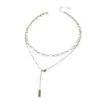 Collier de mode Multi couche, Acier inoxydable 304, avec 5cm chaînes de rallonge, Double couche & pour femme, couleur originale Environ 36 cm, Environ 45 cm, Vendu par PC