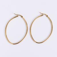 Stainless Steel Hoop Earring, 304 Stainless Steel, 18K gold plated, fashion jewelry & for woman, golden 