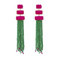 Fashion Tassel Earring, Seedbead, with Zinc Alloy, gold color plated, Bohemian style & folk style & for woman 