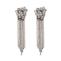 Fashion Tassel Earring, Zinc Alloy, gun black plated, Bohemian style & for woman & with rhinestone 