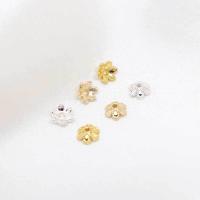 Brass Bead Cap, Flower, plated, DIY 6mm Approx 1mm 