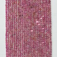 Perles de Tourmaline naturels, Rond, facettes, rose, 4mm Environ 14.96 pouce, Vendu par brin