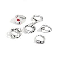 Zink-Legierung Ring Set, Zinklegierung, silberfarben plattiert, 6 Stück & Modeschmuck & für Frau & Emaille, verkauft von setzen